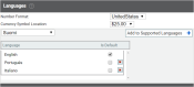 Languages Settings screen image